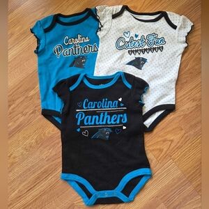 NFL Carolina Panthers Baby Girl Set 3pc Bodysuit 3-6M NEW